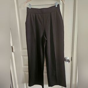 H&M Womens Pleat Front Black Wide Leg Slacks Size M